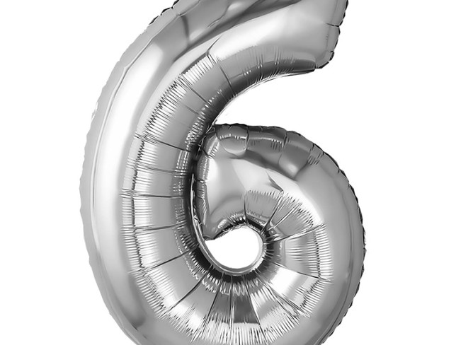 Balon cifra din folie "6" argintiu foto